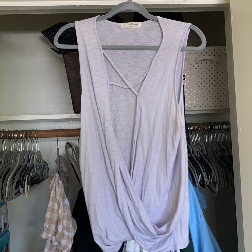 Lavender criss cross tank top